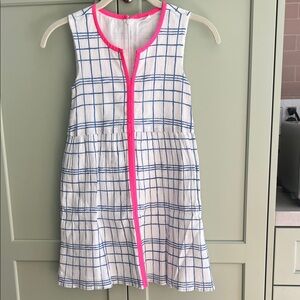 EGG Blue and White Plaid Cotton Dress with Pink Trim Size 10